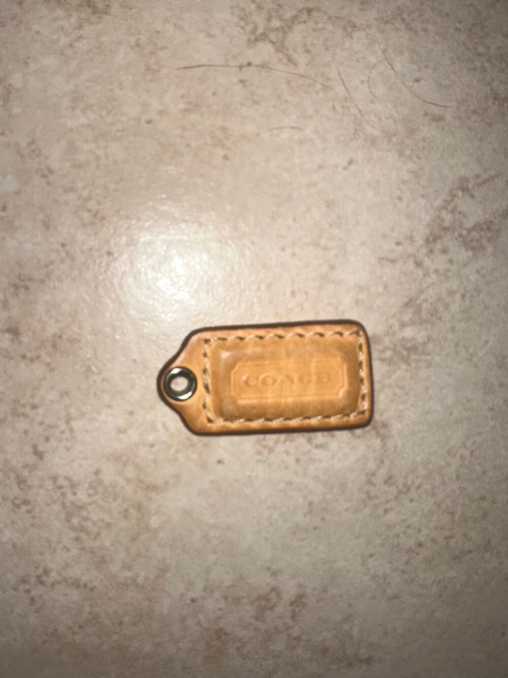 Authentic Coach Tan Leather Replacement Hang Tag Key Fob Bag Charm Luggage Tag